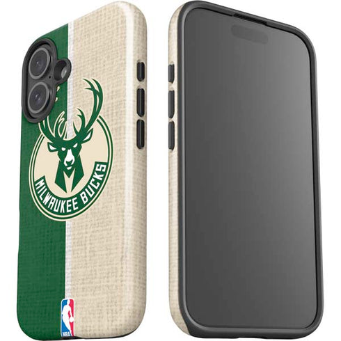 NBA Milwaukee Bucks Split Canvas iPhone 16 Plus Impact Case