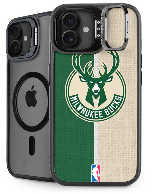 NBA Milwaukee Bucks Split Canvas iPhone 16 Plus Kickstand Case