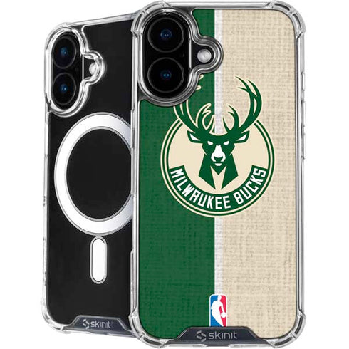 NBA Milwaukee Bucks Split Canvas iPhone 16 Plus MagSafe Case