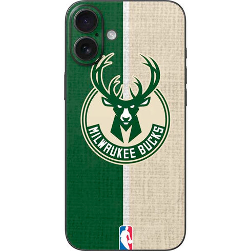 NBA Milwaukee Bucks Split Canvas iPhone 16 Plus Skin