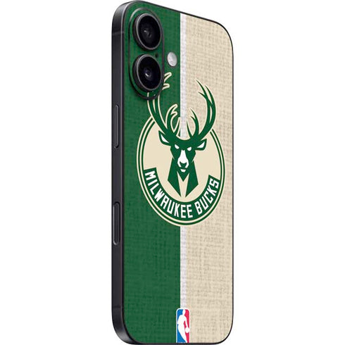 NBA Milwaukee Bucks Split Canvas iPhone 16 Plus Skin