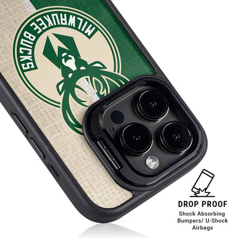 NBA Milwaukee Bucks Split Canvas iPhone 16 Pro Kickstand Case