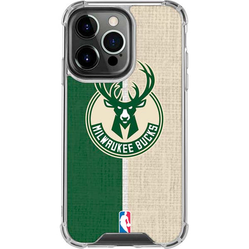 NBA Milwaukee Bucks Split Canvas iPhone 16 Pro Max Clear Case