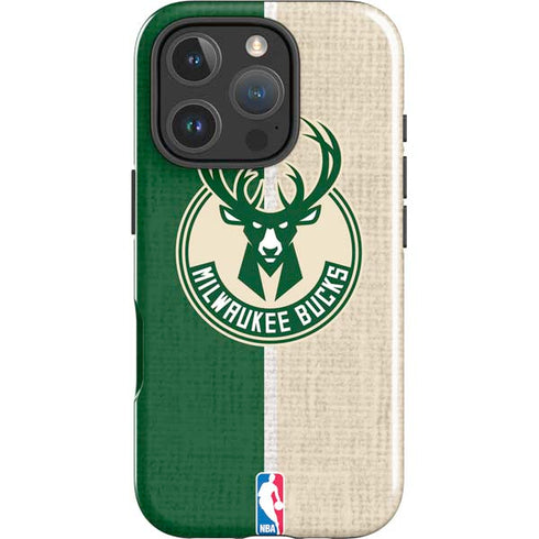 NBA Milwaukee Bucks Split Canvas iPhone 16 Pro Max Impact Case