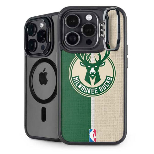 NBA Milwaukee Bucks Split Canvas iPhone 16 Pro Max Kickstand Case