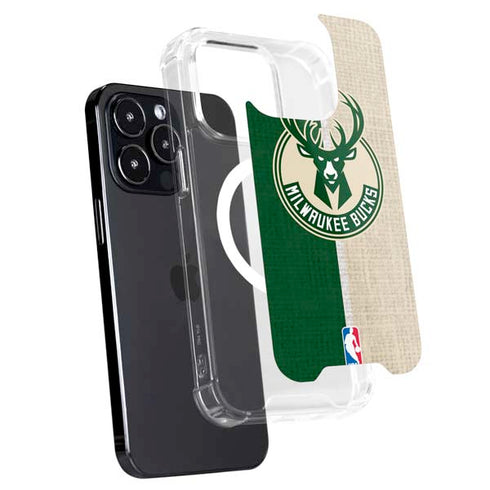 NBA Milwaukee Bucks Split Canvas iPhone 16 Pro Max MagSafe Case