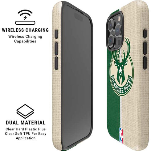 NBA Milwaukee Bucks Split Canvas iPhone 16 Pro Max Magsafe Impact Case