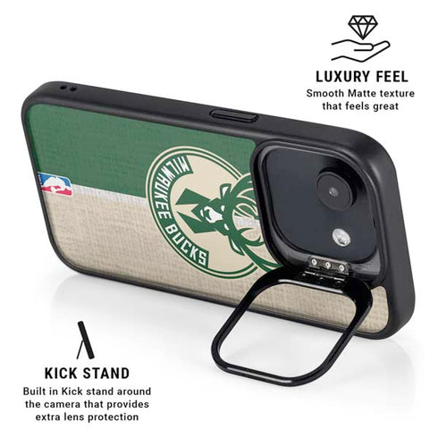 NBA Milwaukee Bucks Split Canvas iPhone 16e Kickstand Case