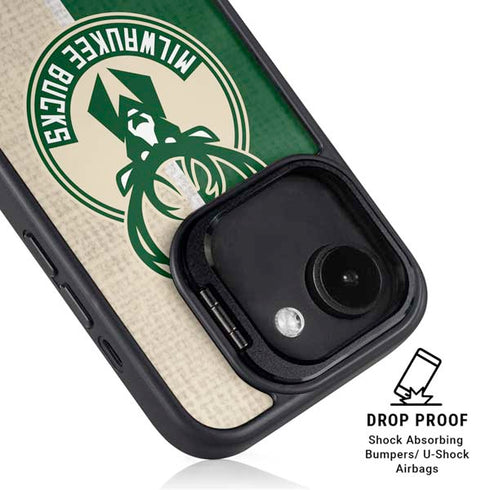 NBA Milwaukee Bucks Split Canvas iPhone 16e Kickstand Case