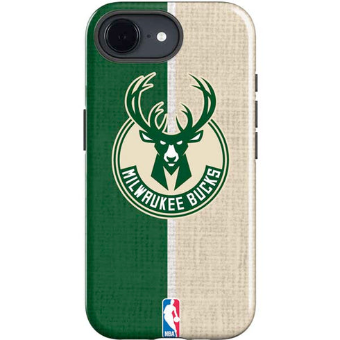 NBA Milwaukee Bucks Split Canvas iPhone 16e Impact Case