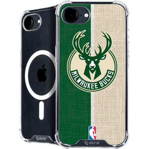 NBA Milwaukee Bucks Split Canvas iPhone 16e MagSafe Case