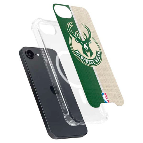 NBA Milwaukee Bucks Split Canvas iPhone 16e MagSafe Case