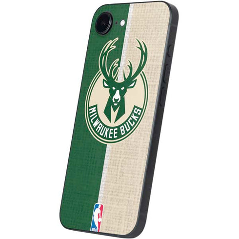 NBA Milwaukee Bucks Split Canvas iPhone 16e Skin