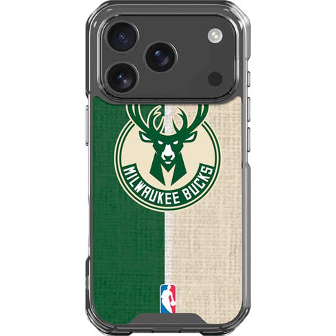 NBA Milwaukee Bucks Split Canvas iPhone 18 Pro Clear Case