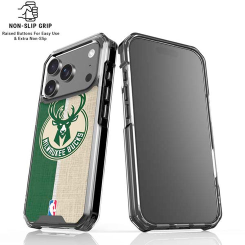 NBA Milwaukee Bucks Split Canvas iPhone 18 Pro Clear Case