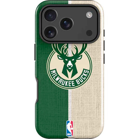 NBA Milwaukee Bucks Split Canvas iPhone 18 Pro Impact Case