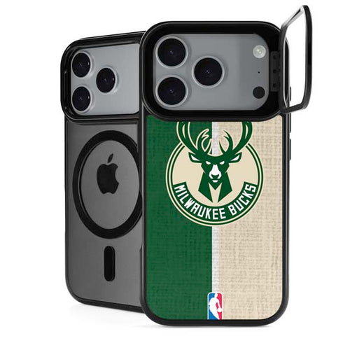 NBA Milwaukee Bucks Split Canvas iPhone 18 Pro Kickstand Case