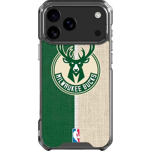 NBA Milwaukee Bucks Split Canvas iPhone 18 Pro Max Clear Case