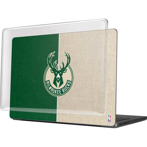 NBA Milwaukee Bucks Split Canvas MacBook Pro 14in (2021-24) Case plus Skin