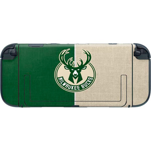 NBA Milwaukee Bucks Split Canvas Nintendo Switch 2 (2025) with Joy-Con Skin