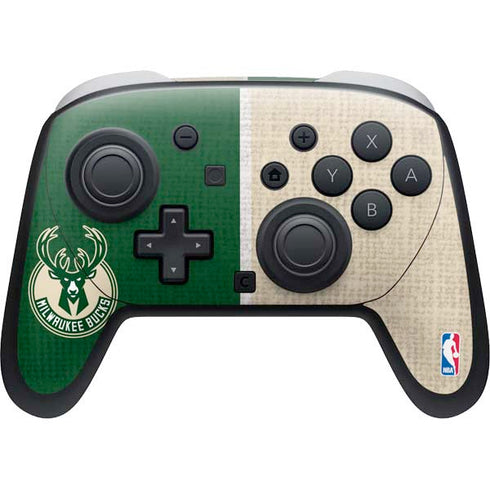 NBA Milwaukee Bucks Split Canvas Nintendo Switch 2 (2025) Pro Controller Skin