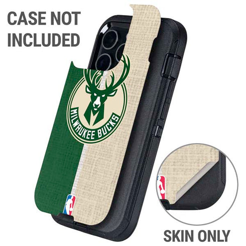 NBA Milwaukee Bucks Split Canvas Otterbox Defender iPhone Skin