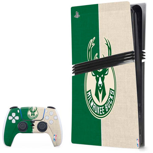 NBA Milwaukee Bucks Split Canvas PS5 Pro Bundle Skin