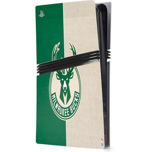 NBA Milwaukee Bucks Split Canvas PS5 Pro Console Skin