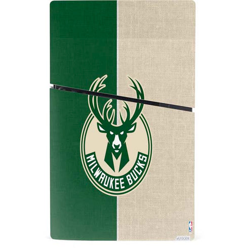 NBA Milwaukee Bucks Split Canvas PS5 Slim Digital Edition Console Skin