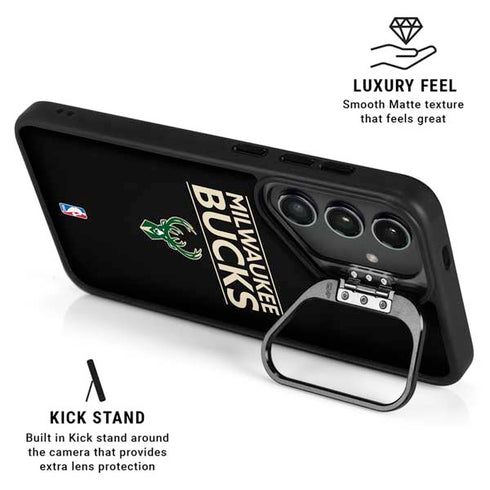 NBA Milwaukee Bucks Standard - Black Galaxy S25 Plus Kickstand Case