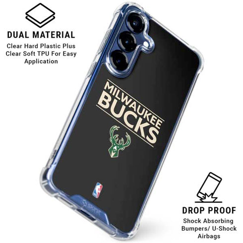 NBA Milwaukee Bucks Standard - Black Galaxy S25 Clear Case