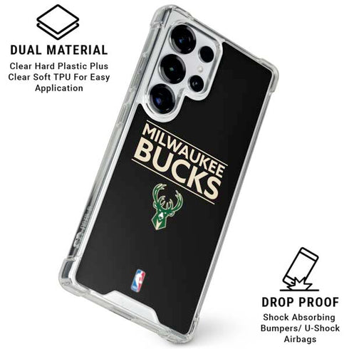 NBA Milwaukee Bucks Standard - Black Galaxy S25 Ultra Clear Case