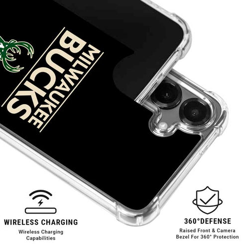 NBA Milwaukee Bucks Standard - Black Galaxy S26 Clear Case