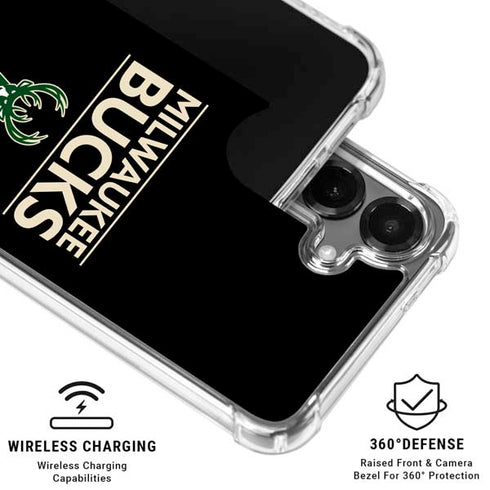 NBA Milwaukee Bucks Standard - Black Galaxy S26 Plus Clear Case