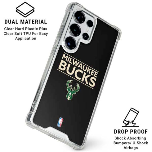 NBA Milwaukee Bucks Standard - Black Galaxy S26 Ultra Clear Case