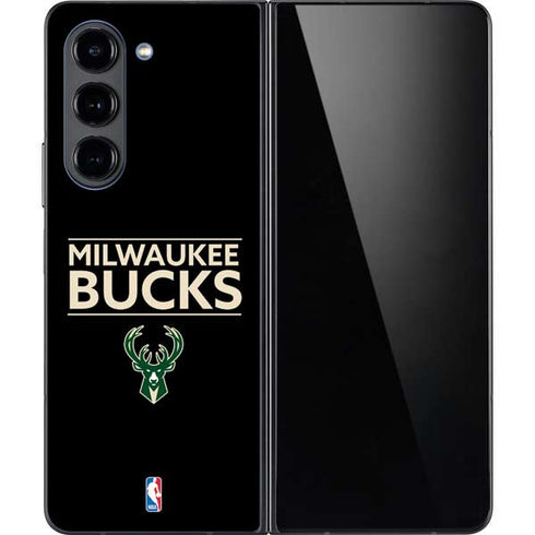 NBA Milwaukee Bucks Standard - Black Galaxy Z Fold5 5G Skin
