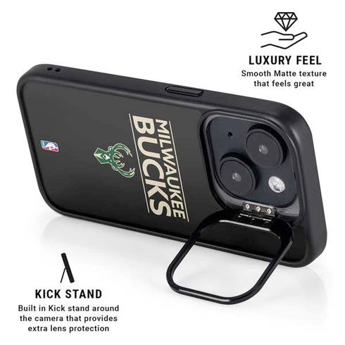NBA Milwaukee Bucks Standard - Black iPhone 15 Plus Kickstand Case