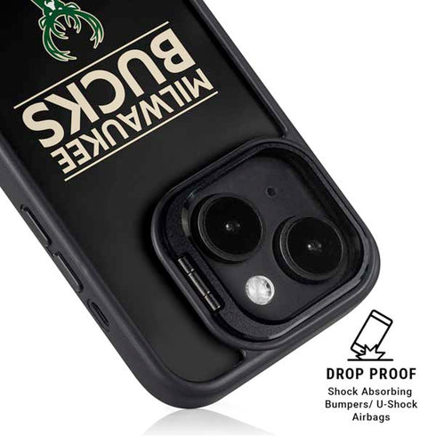 NBA Milwaukee Bucks Standard - Black iPhone 15 Plus Kickstand Case