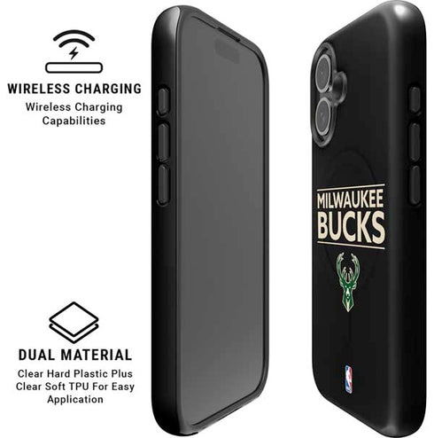 NBA Milwaukee Bucks Standard - Black iPhone 16 Magsafe Impact Case