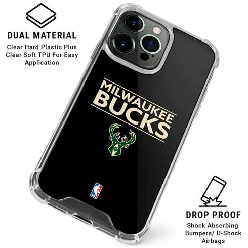NBA Milwaukee Bucks Standard - Black iPhone 16 Pro Clear Case