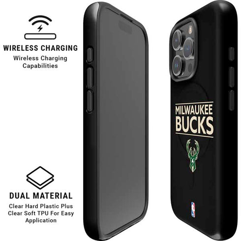 NBA Milwaukee Bucks Standard - Black iPhone 16 Pro Magsafe Impact Case