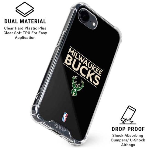 NBA Milwaukee Bucks Standard - Black iPhone 16e Clear Case