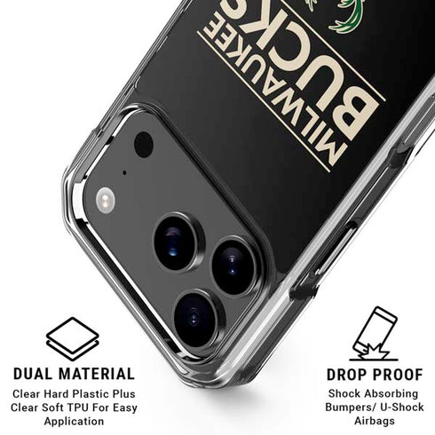 NBA Milwaukee Bucks Standard - Black iPhone 18 Pro Clear Case