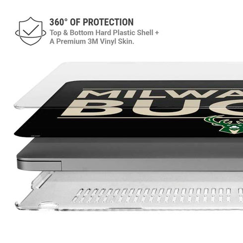 NBA Milwaukee Bucks Standard - Black MacBook Pro 14in (2021-24) Case plus Skin