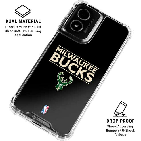 NBA Milwaukee Bucks Standard - Black Moto G Power 5G (2024) Clear Case