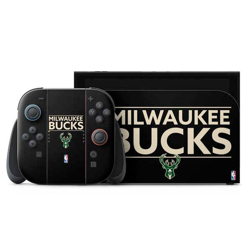 NBA Milwaukee Bucks Standard - Black Nintendo Switch 2 (2025) with Joy-Con Skin