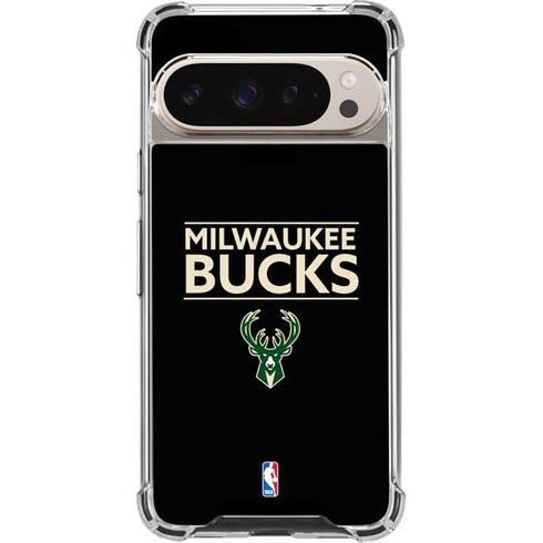 NBA Milwaukee Bucks Standard - Black Pixel 9/9 Pro Clear Case