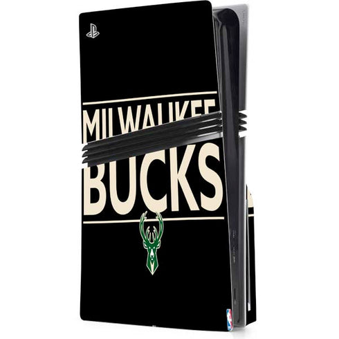 NBA Milwaukee Bucks Standard - Black PS5 Pro Disk Console Skin