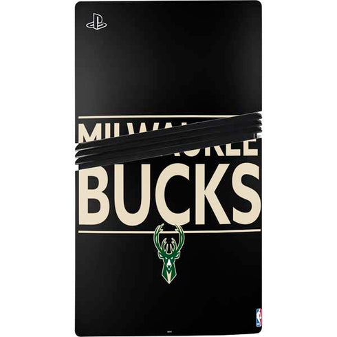 NBA Milwaukee Bucks Standard - Black PS5 Pro Disk Console Skin
