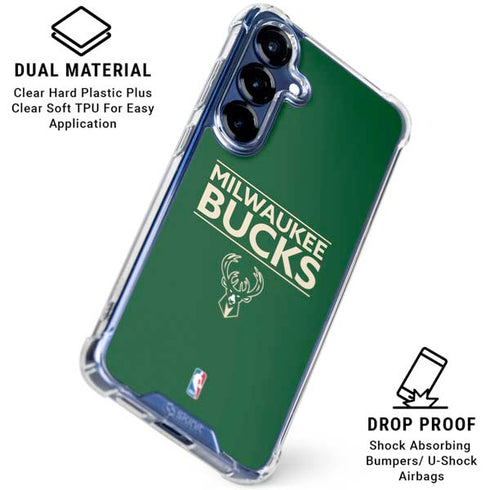 NBA Milwaukee Bucks Standard - Green Galaxy S25 Clear Case